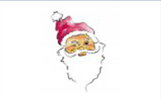 Zeichnung von Weihnachtsmann mit roter Mütze